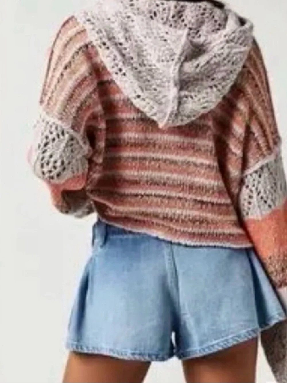 We The Free Light Blue Bell Pleated Denim Shorts